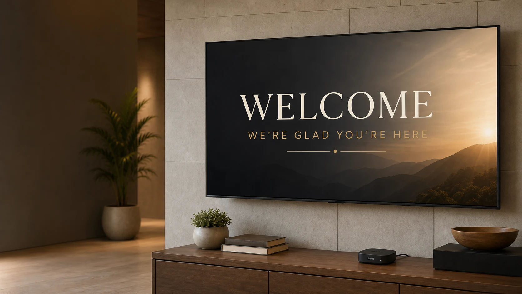 SightLoop announcements displayed on a Roku-enabled television